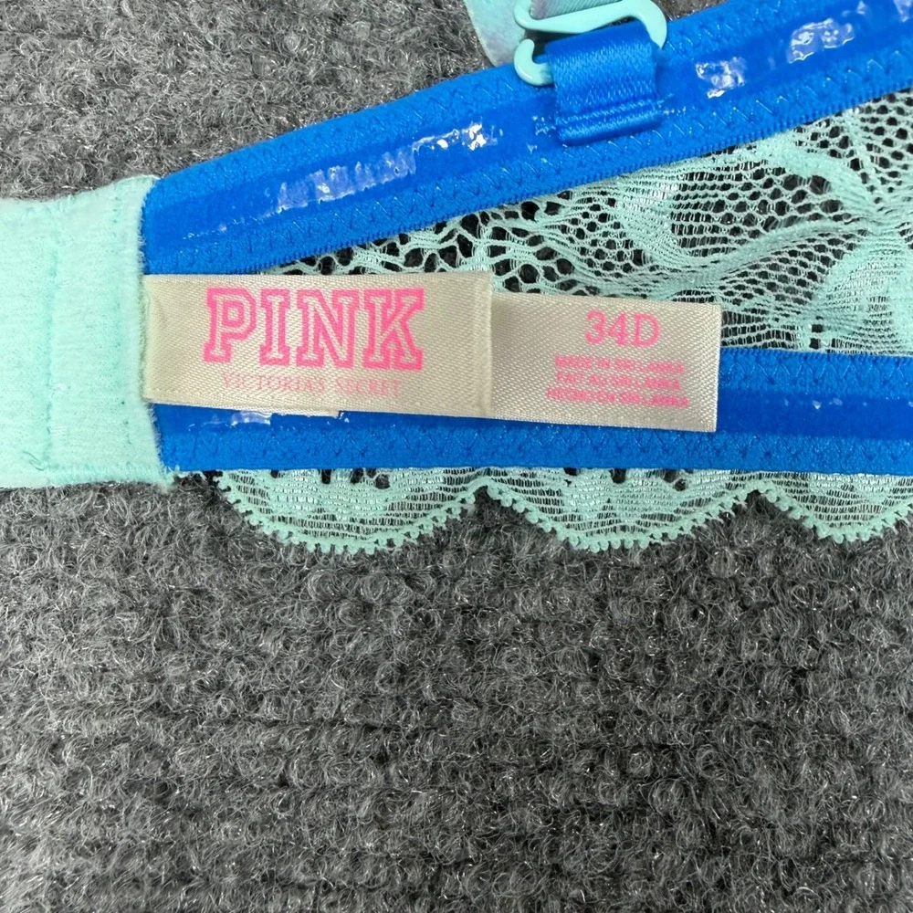 Victoria's Secret PINK Wear Everywhere Multi-Way Strapless Lace Bra Mint 34D